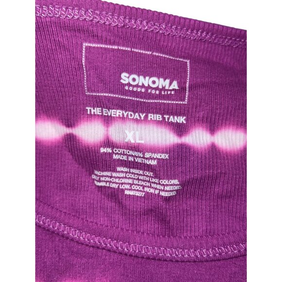 Sonoma Sz XL Tie-Dye Everyday Rib Tank Top Stretch & Tag-Free Comfort Purple & W - Picture 5 of 7
